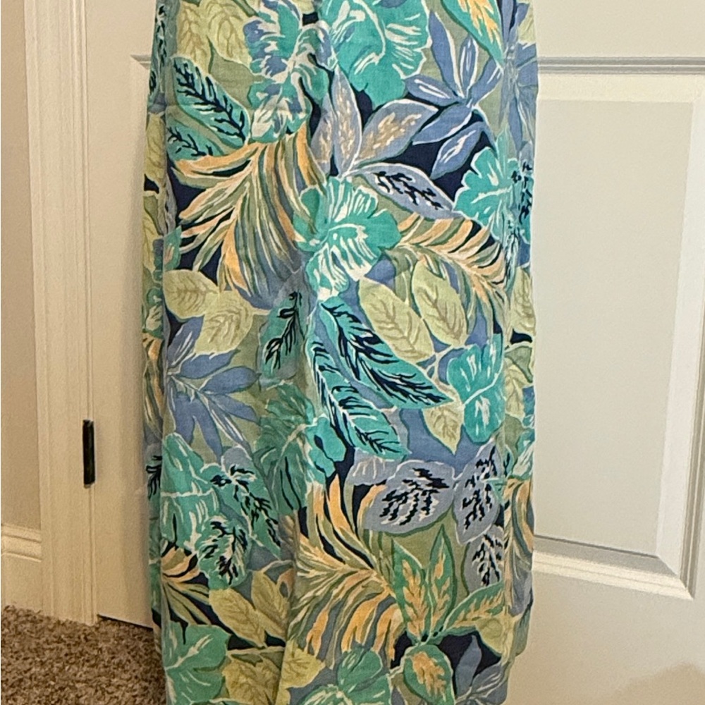 Talbots Tropical Floral Skirt in Blue and Green
